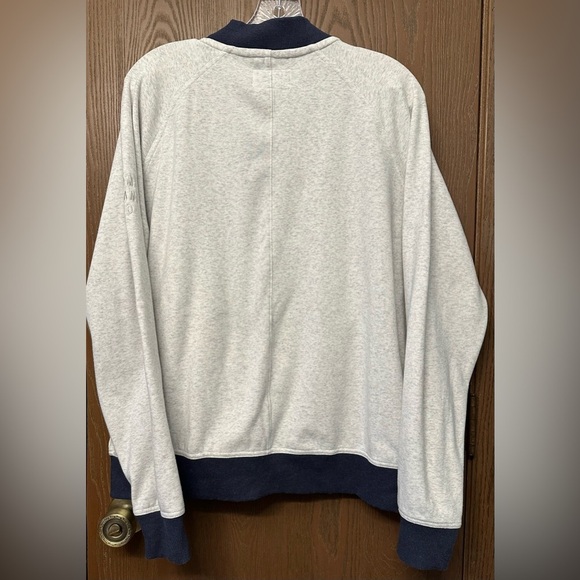 The Normal Brand Puremeso Duke Bomber Jacket Light Gray Navy Accents Size XL - Picture 8 of 10